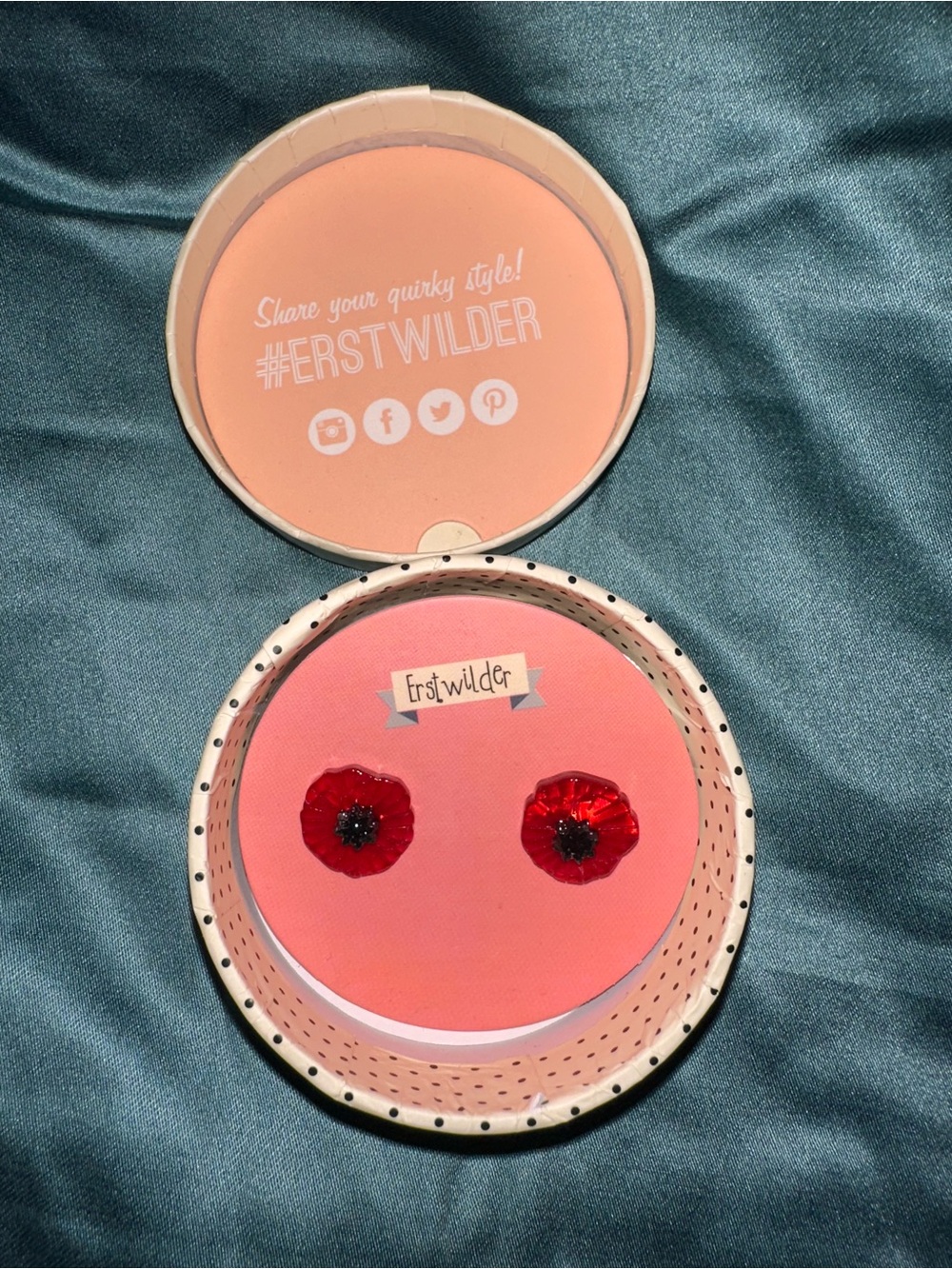 Erstwilder Red Poppy Stud Earrings